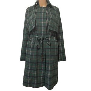 Green Plaid Trench Coat